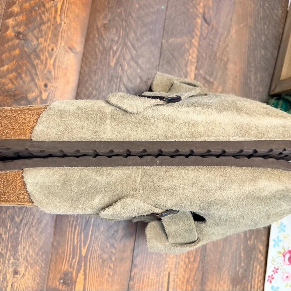 Men’s Birkenstock clogs clog Boston soft footbed size 50 Taupe Tan GUC size 17